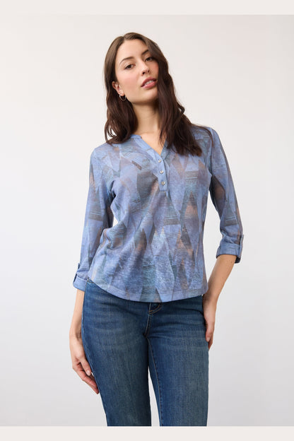 FDJ 3/4 Sleeve Henley Top 3853451