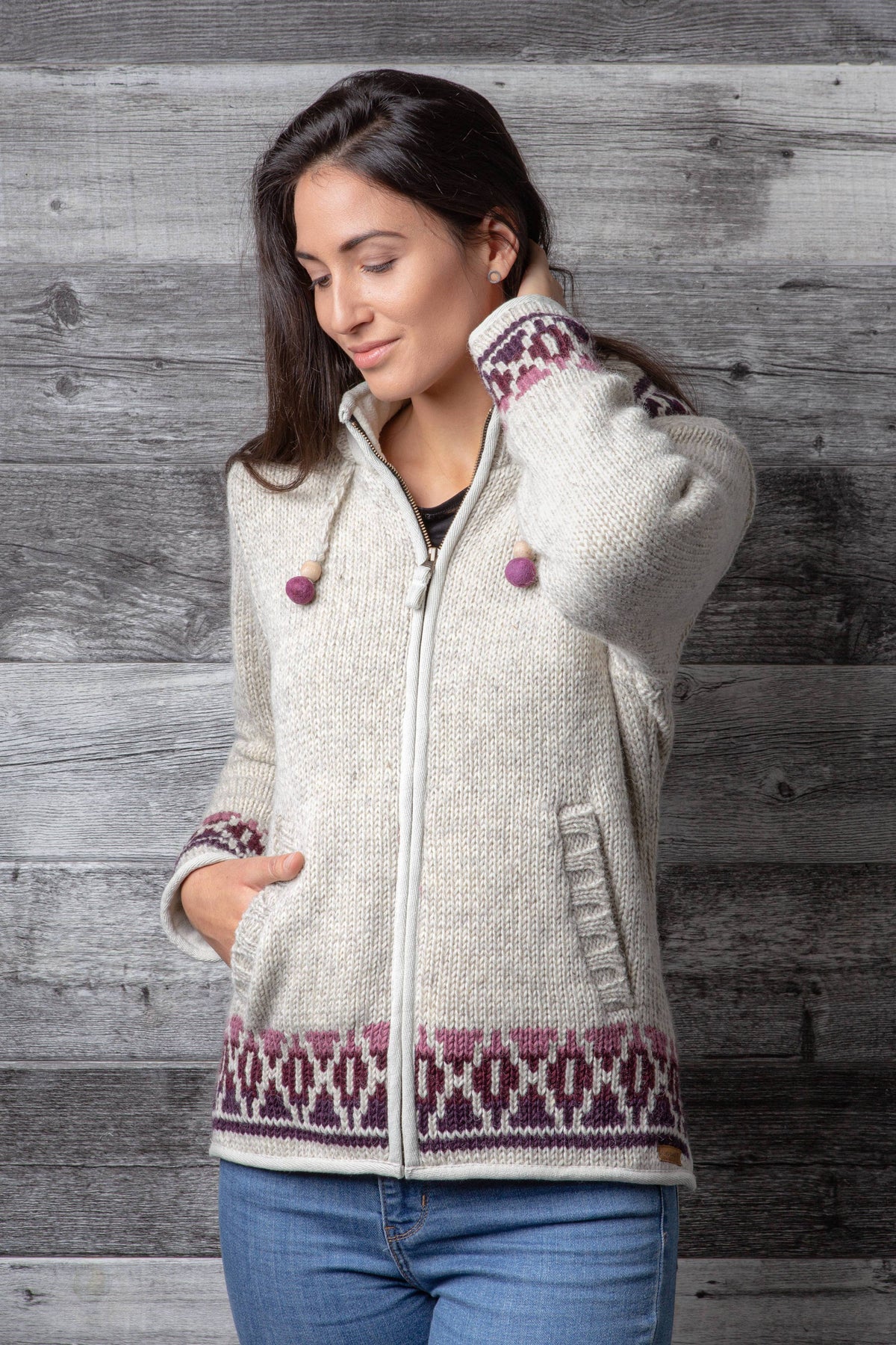 Lost Horizons Canada - Misty Wool Knit Sweater with Lined Hood