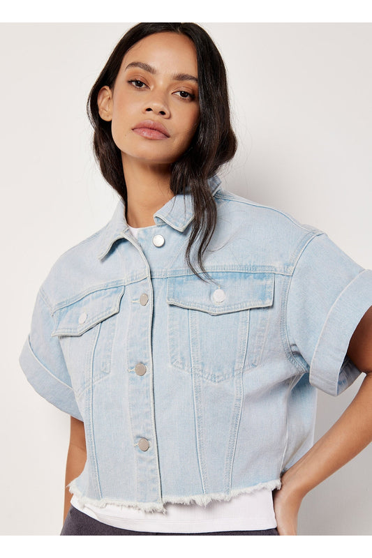 APRICOT Turn Up Crop Denim Jacket 890176