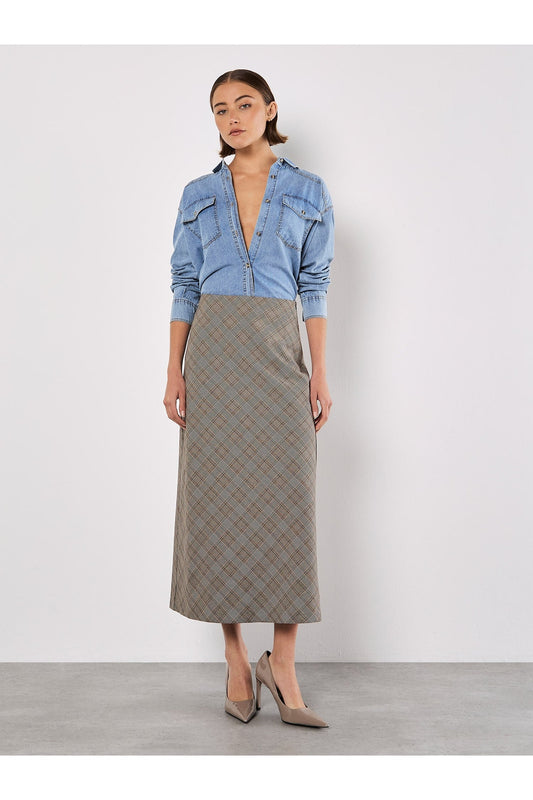 APRICOT Heritage Check Bias Skirt 890732