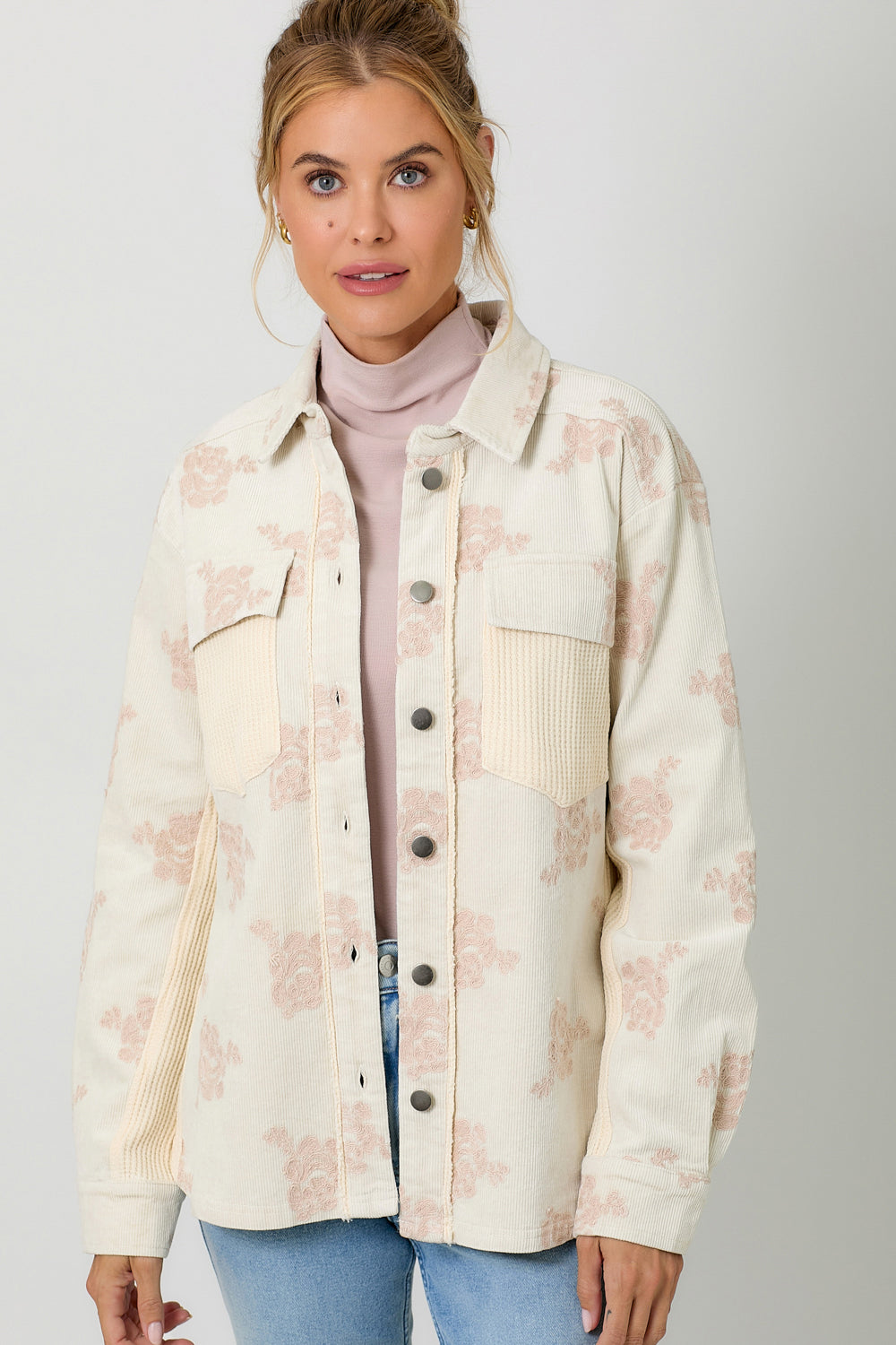 MYSTREE Washed Corduroy Embroidery Jacket 60875