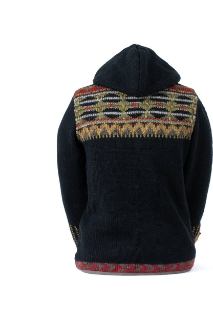Lost Horizons Canada  Dakotah Hooded Wool Sweater with Western Pattern