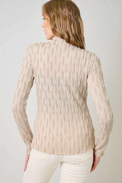 MYSTREE Lettuce Edge Textured Knit Top 61147