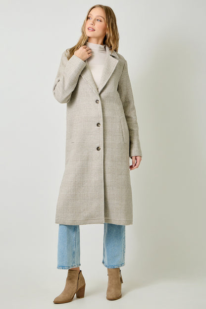 MYSTREE Houndstooth Plaid Long Coat 61159
