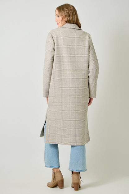 MYSTREE Houndstooth Plaid Long Coat 61159