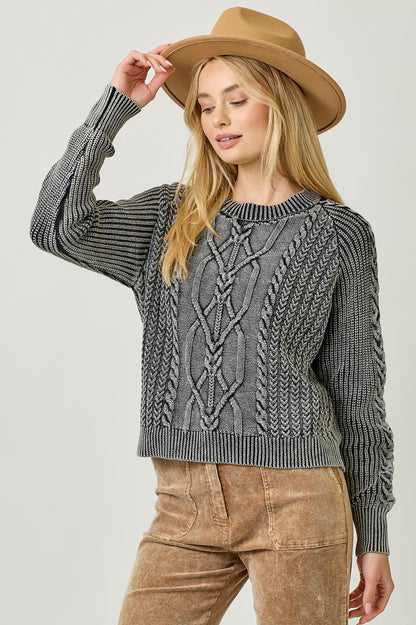 MYSTREE Washed Cable Sweater 61162