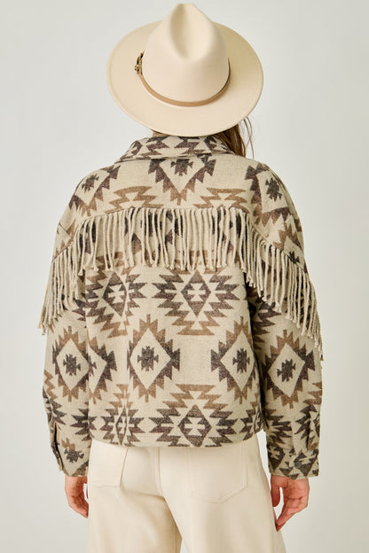 MYSTREE Aztec Fringe Shacket 61200