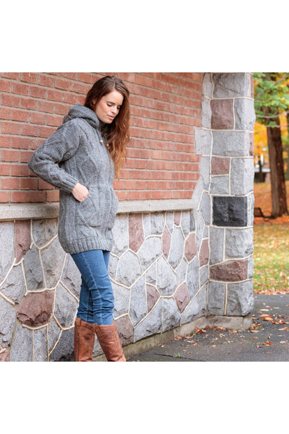Lost Horizons Canada -  Shannon Full Zip Cable Knit Hooded Sweater