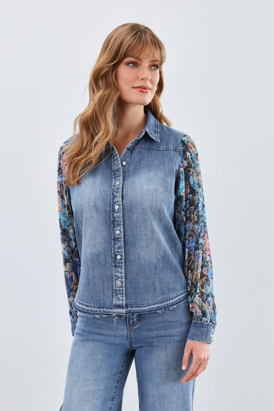 FDJ Pleated Sleeve Chambray Shirt 7211853