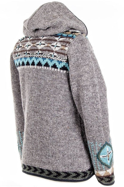 Lost Horizons Canada  Dakotah Hooded Wool Sweater with Western Pattern