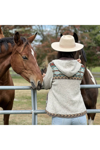Lost Horizons Canada  Dakotah Hooded Wool Sweater with Western Pattern
