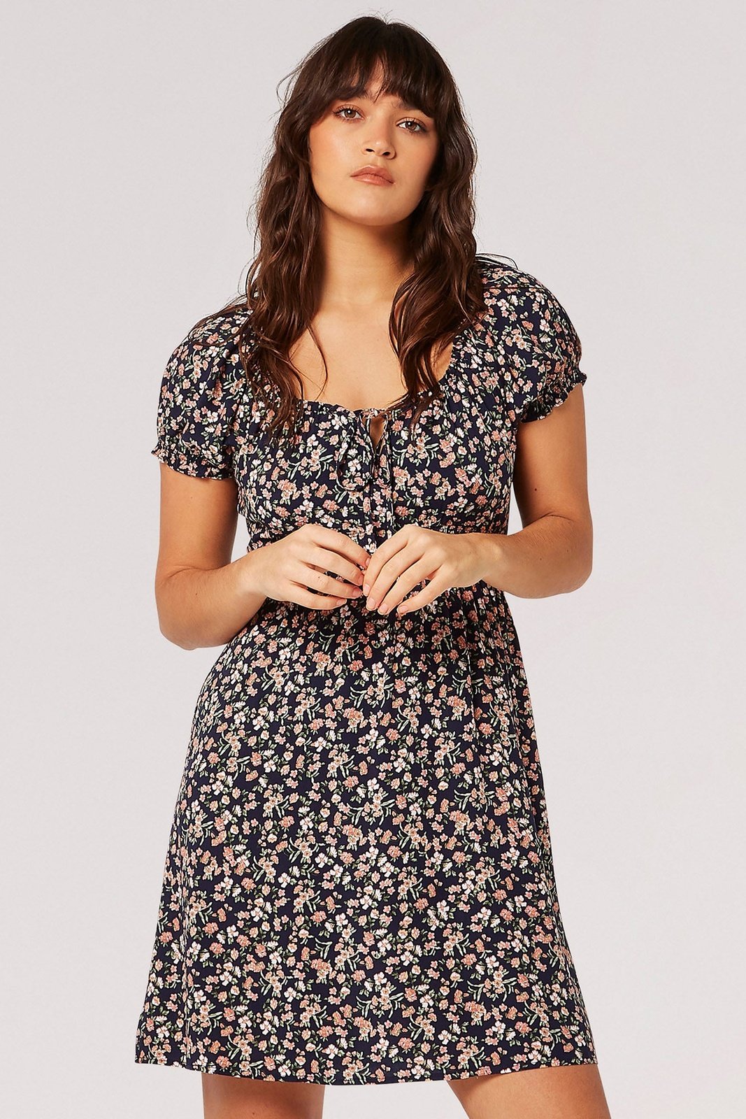 Apricot black 2024 floral dress