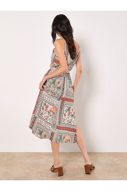 APRICOT Tropical Scarf Scallop Neck Cami Dress 942882
