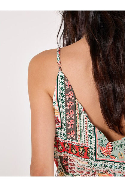 APRICOT Tropical Scarf Scallop Neck Cami Dress 942882