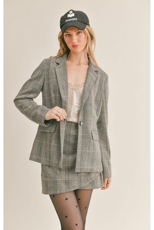 SAGE THE LABEL League of Her Own Herringbone Blazer