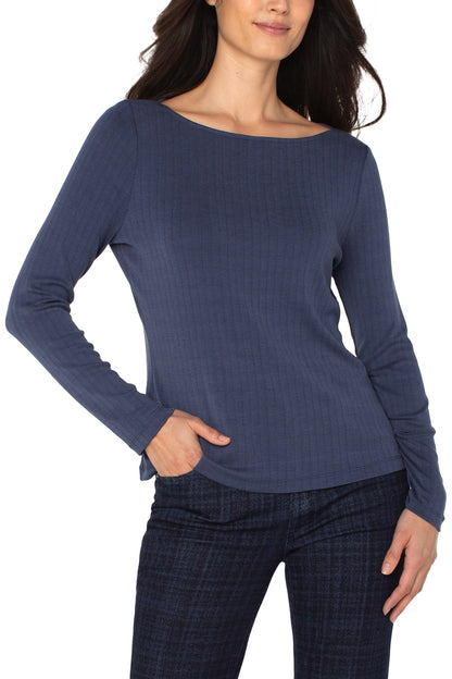 LIVERPOOL L/S Boat Neck Knit Top LM8E22KB11