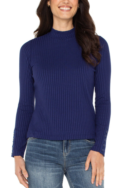 LIVERPOOL Mock Neck L/S w/Button Detail Top LM8J03K61 *FINAL SALE*