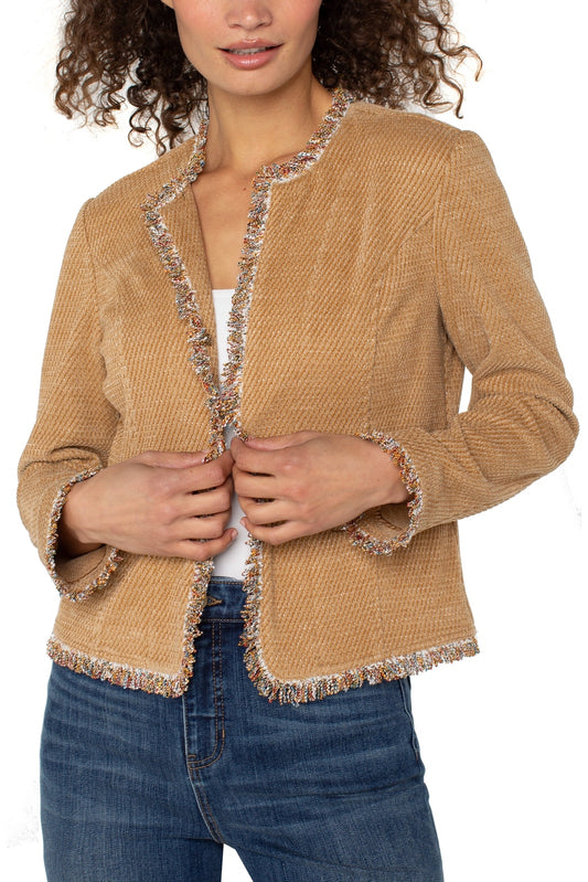 LIVERPOOL Chenille Collarless Jacket w/Frayed Edges LM1B03KM01