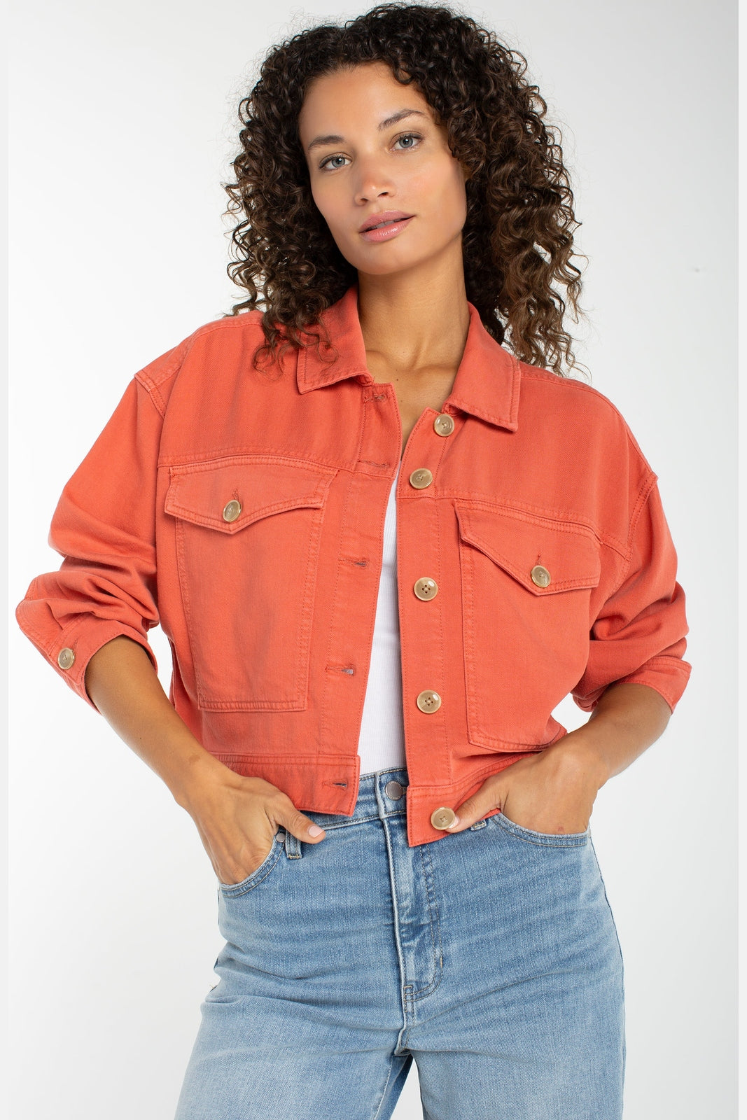 LIVERPOOL Oversized Cropped Denim Jacket LM1C51QTA