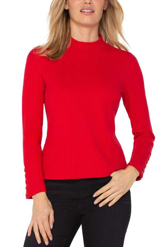 LIVERPOOL L/S Mock Neck Button Detail Top LM8J03K61