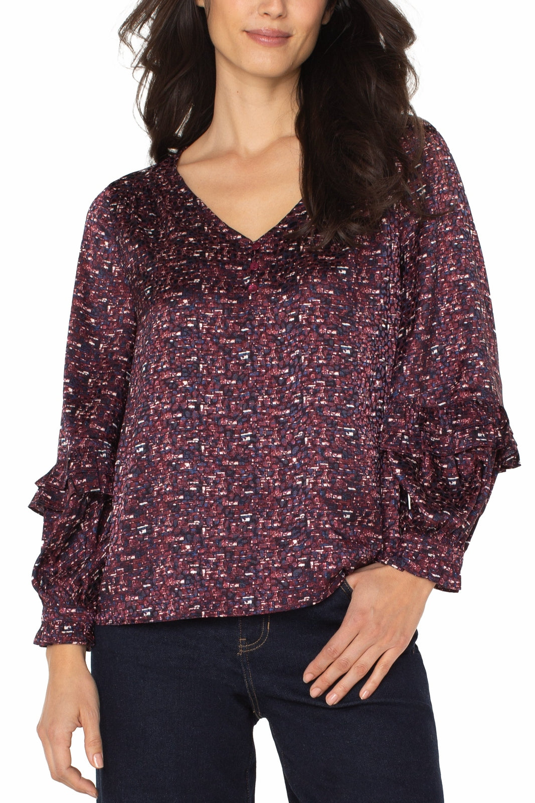 LIVERPOOL Woven Blouse L/S With Ruffles LM8J11HD3P69