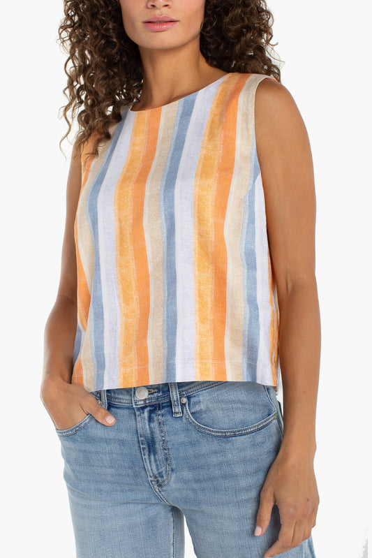 LIVERPOOL Sleeveless Shell Top with Button Back LM8K44MLP30