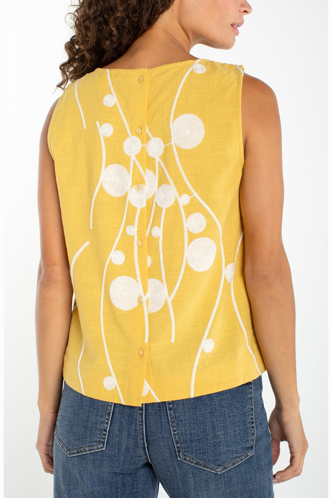 LIVERPOOL Sleeveless Button Back Woven Top LM8K53WV97