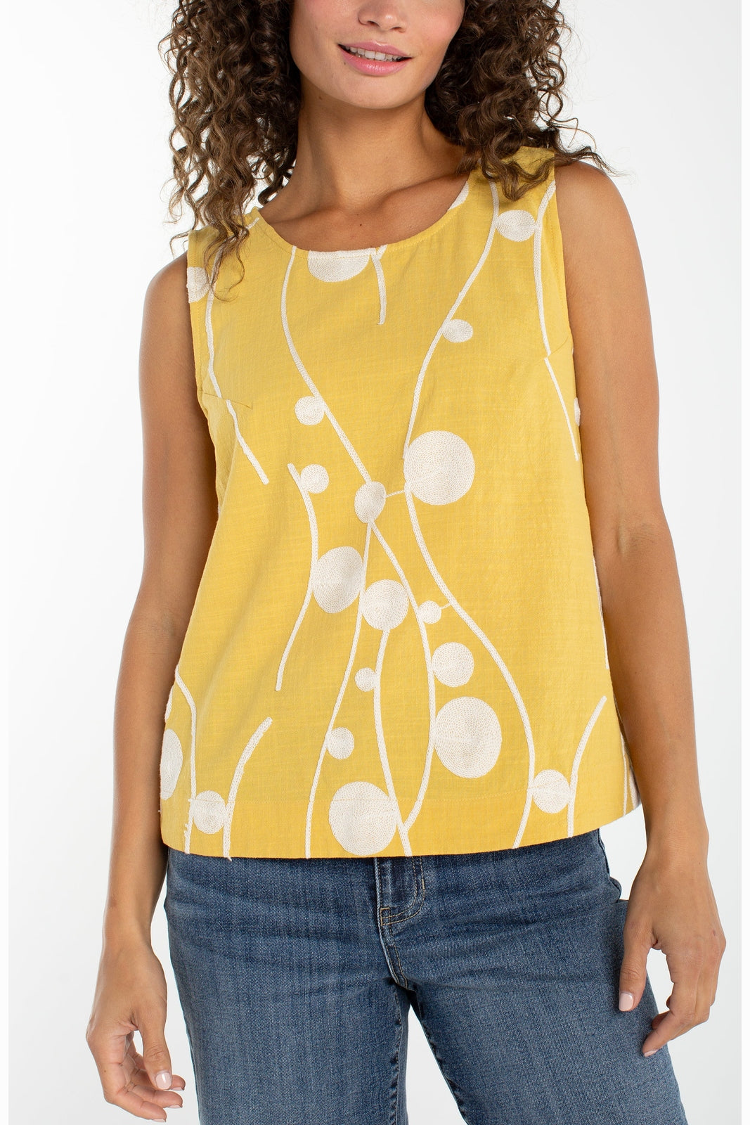 LIVERPOOL Sleeveless Button Back Woven Top LM8K53WV97