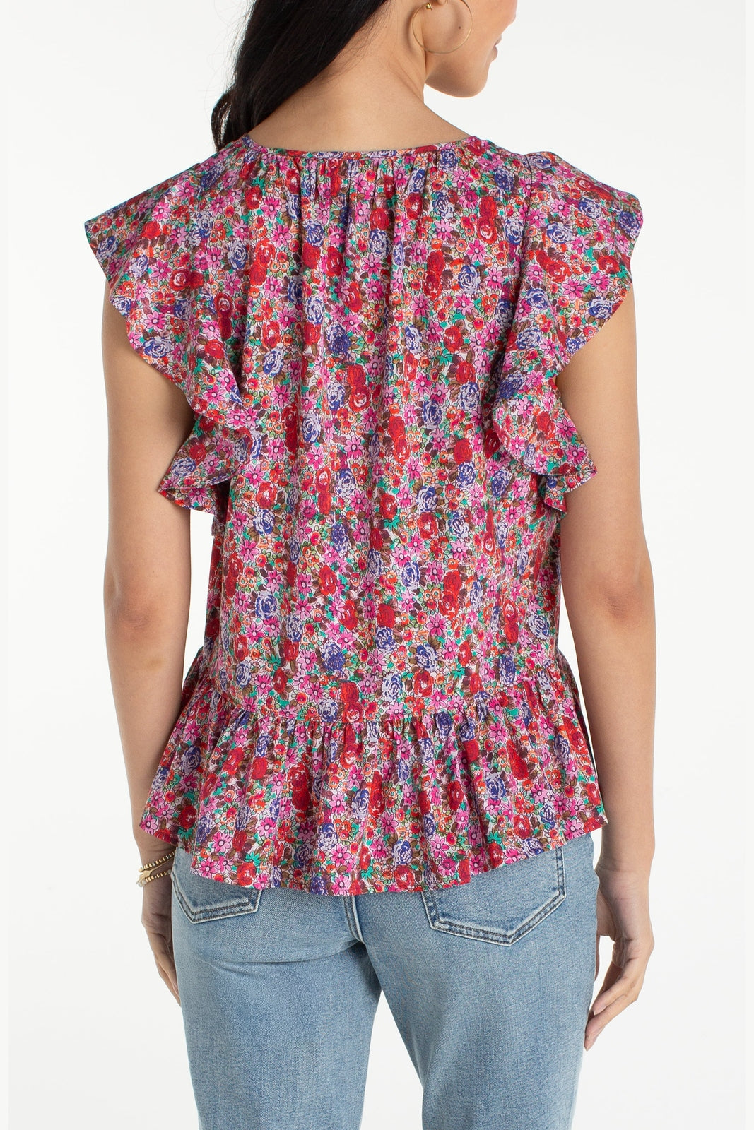 LIVERPOOL Flutter Sleeve Peplum Woven Top LM8K65PW3P43