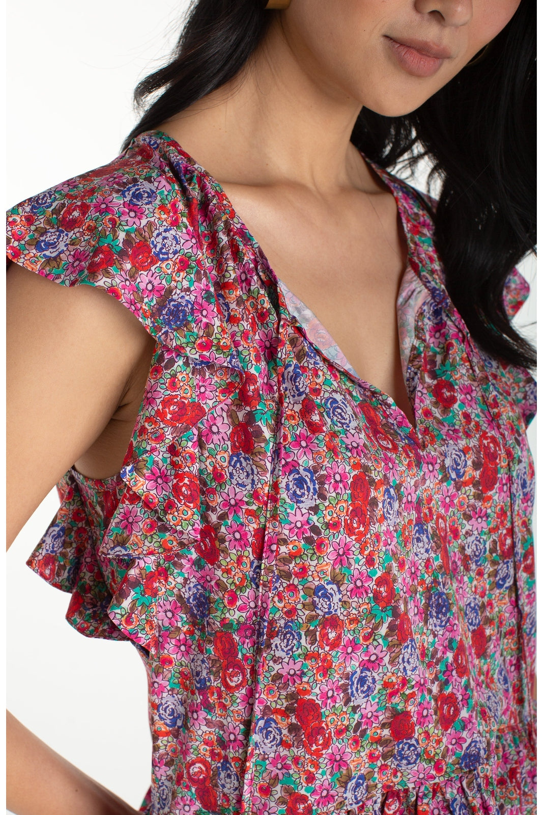 LIVERPOOL Flutter Sleeve Peplum Woven Top LM8K65PW3P43