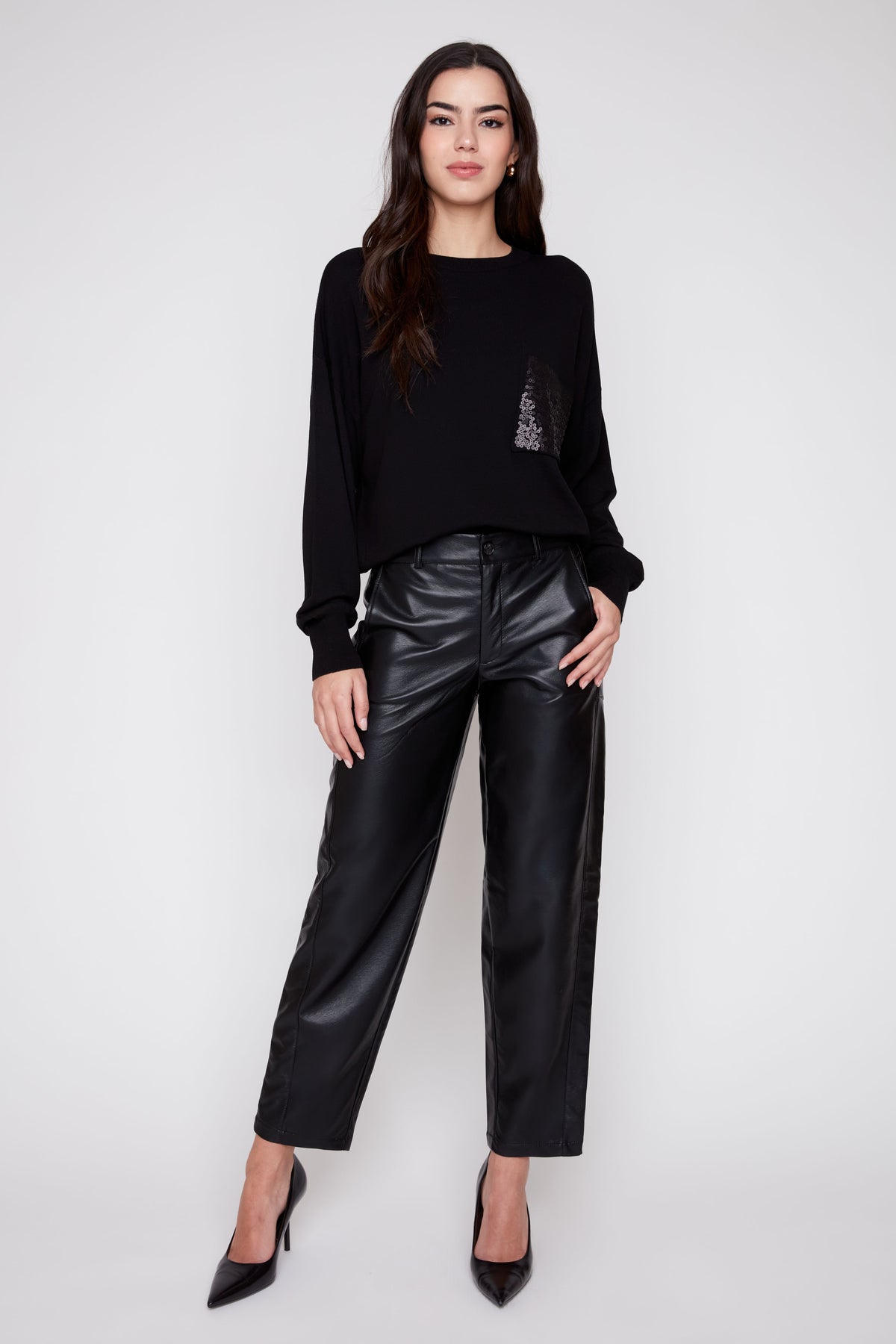 RENUAR Lux Pleather Barrel Pant R11086