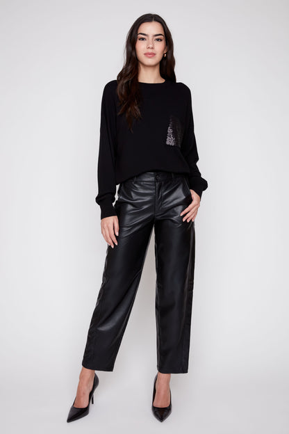 RENUAR Lux Pleather Barrel Pant R11086