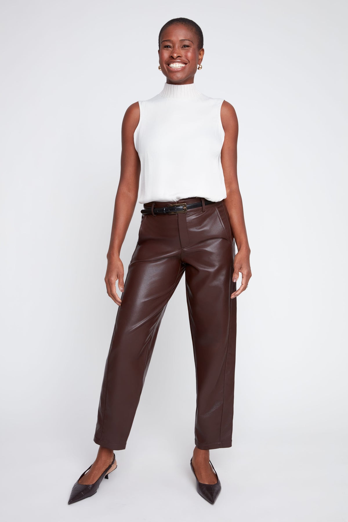 RENUAR Lux Pleather Barrel Pant R11086