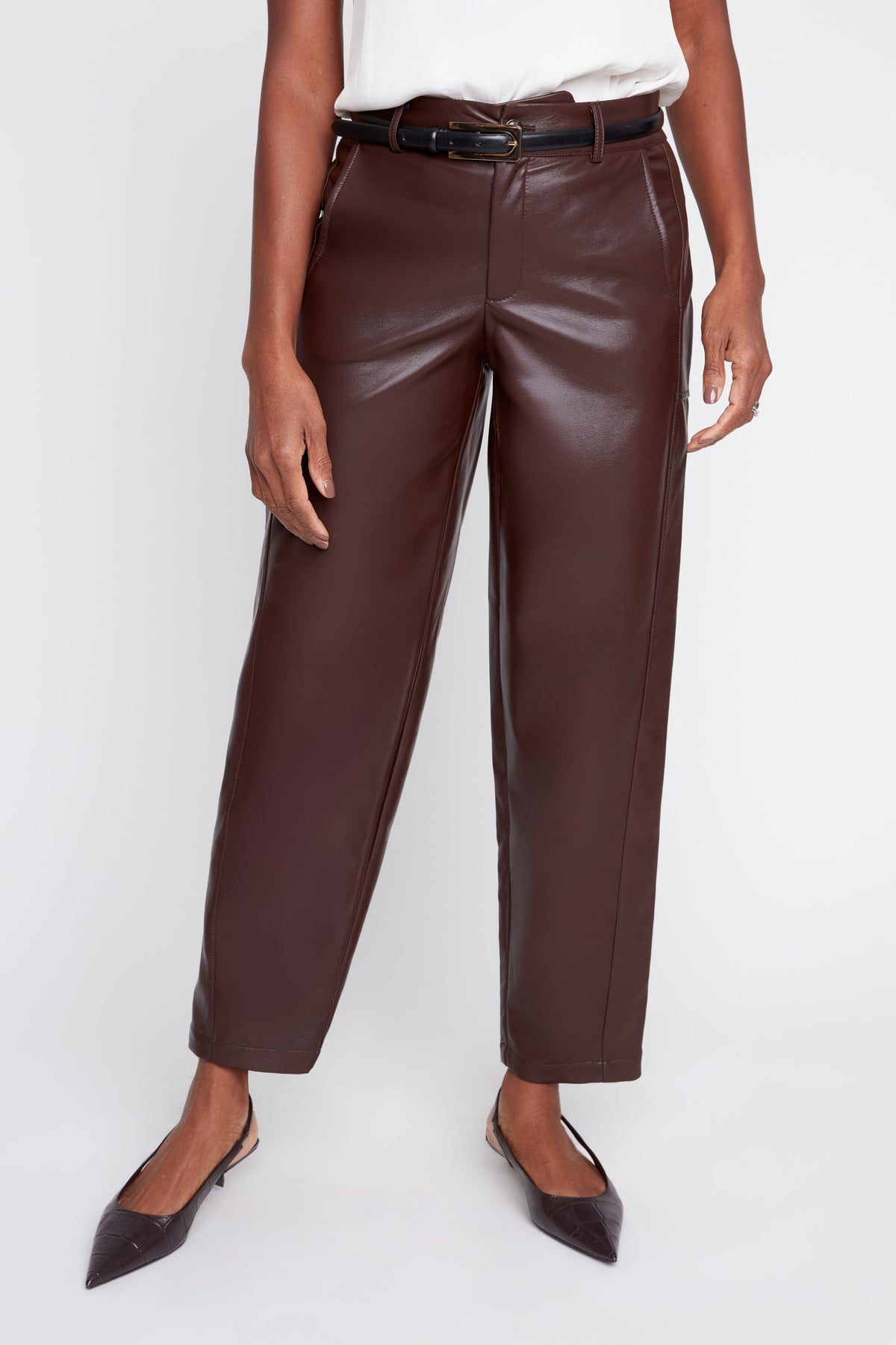 RENUAR Lux Pleather Barrel Pant R11086