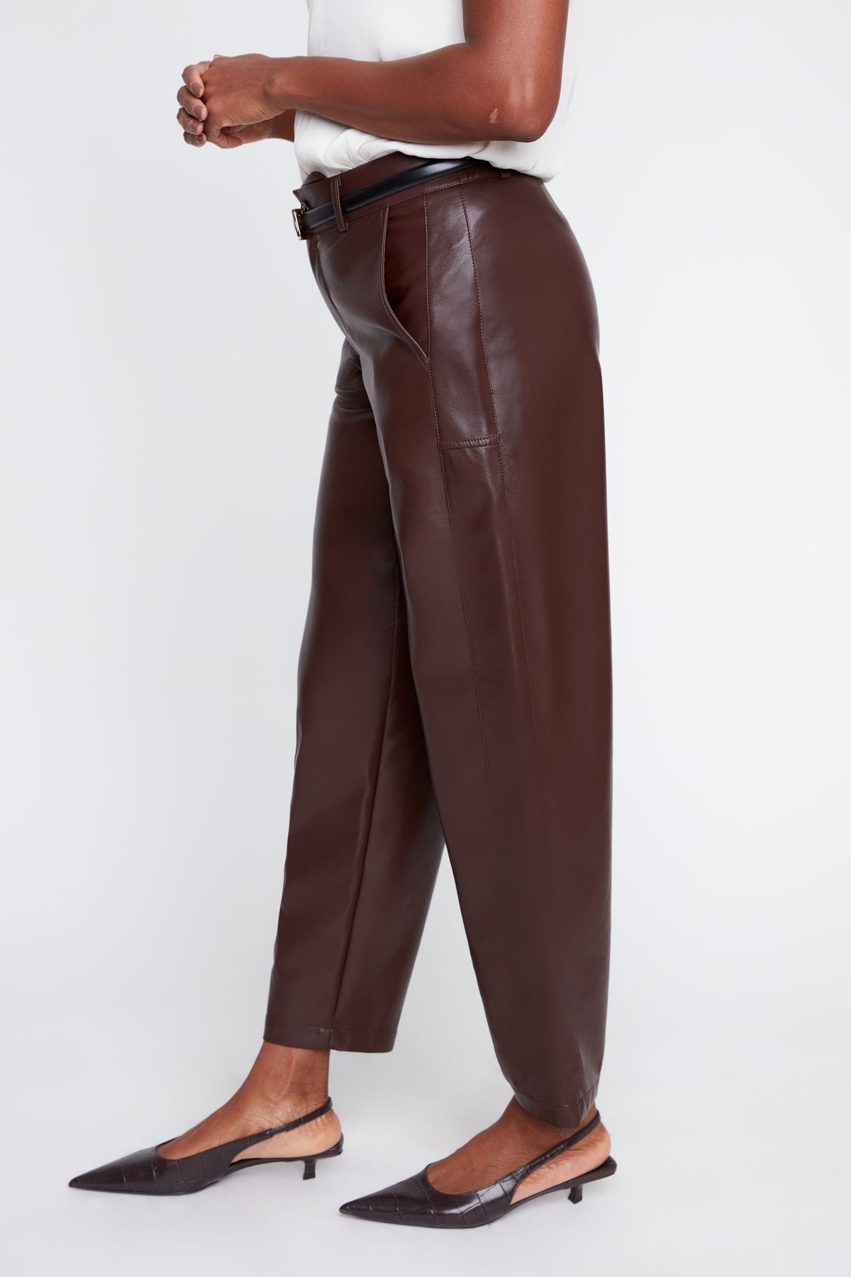 RENUAR Lux Pleather Barrel Pant R11086
