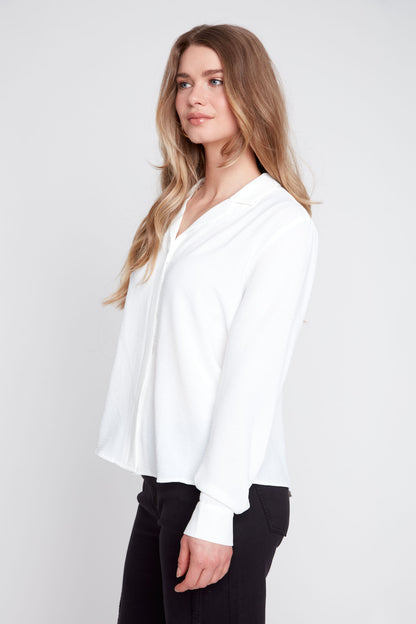 RENUAR Taylor Collar Blouse with Hidden Placket R5267-363