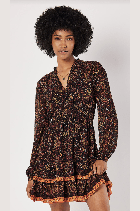 APRICOT Paisley Border Ruffle Dress 929944