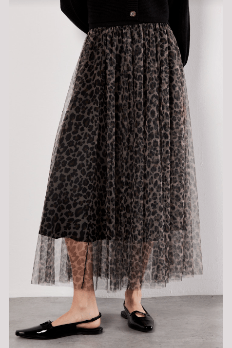 APRICOT Leopard Tulle Skirt X123568