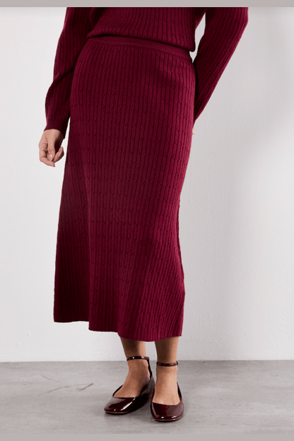 APRICOT Fine Gauge Cable Knit Midi Skirt X129980