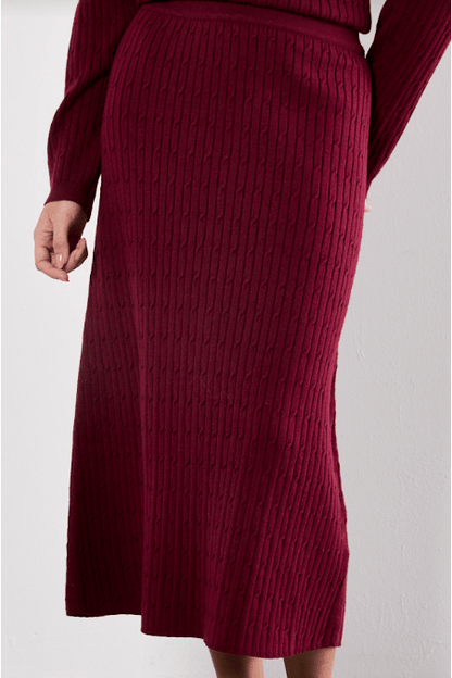 APRICOT Fine Gauge Cable Knit Midi Skirt X129980
