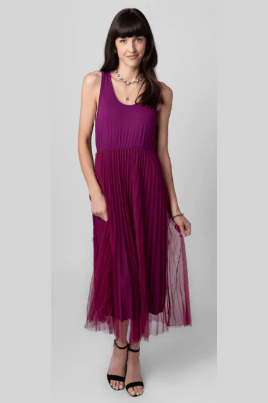 ME & GEE 35-232003 2 pce Pleated Dress w/slip & Mock Neck Sweater
