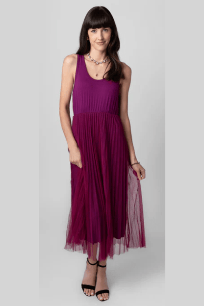 ME & GEE 35-232003 2 pce Pleated Dress w/slip & Mock Neck Sweater