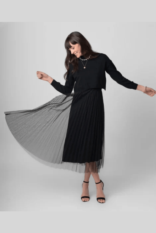 ME & GEE 35-232002 2 pce Pleated Dress w/slip & Asym. Sweater