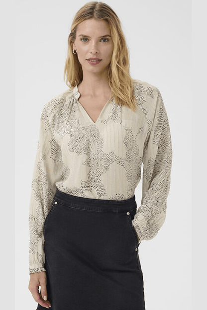 PART TWO Svara Light Floral with Gold Blouse