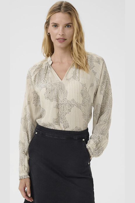 PART TWO Svara Light Floral with Gold Blouse