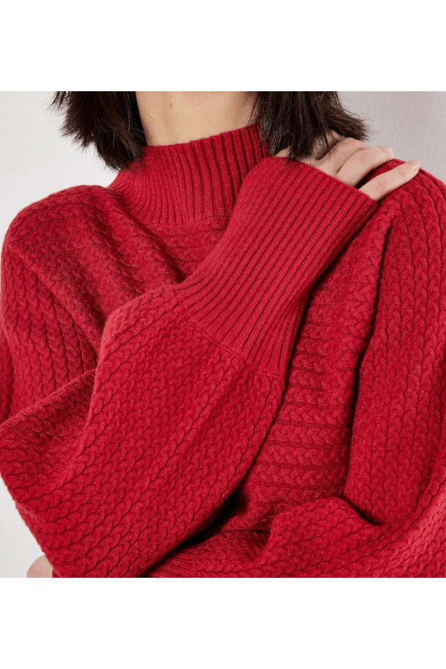 APRICOT High Neck Cable Batwing Jumper