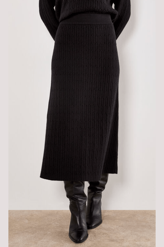 APRICOT Fine Gauge Cable Knit Midi Skirt