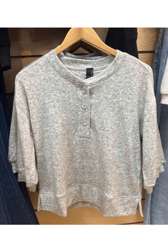 BOBI Puff Sleeve Boxy Henley 41205