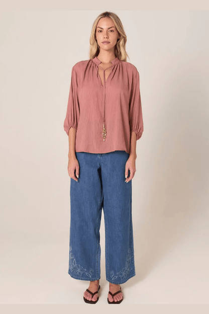 FATE+BECKER Shae Split Neck Blouse 17783