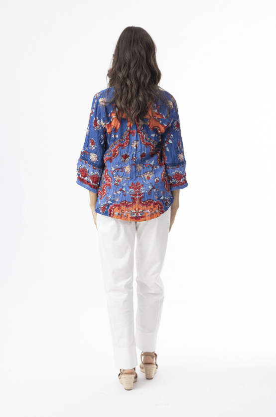 ORIENTIQUE Gathered Sleeve Boho Top 82227